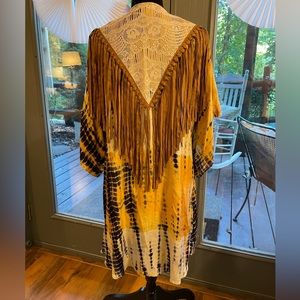 Tie-Dye Fringe Duster/Kimono A281AC
